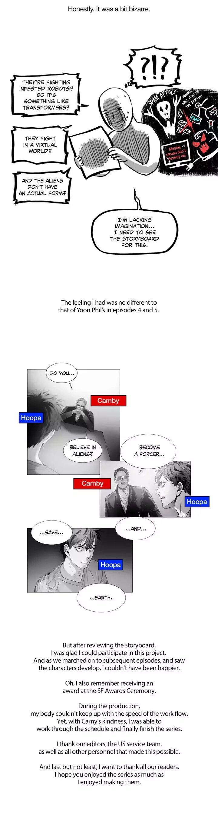 Unknown Code Manhwa - Creators' Note Page 2